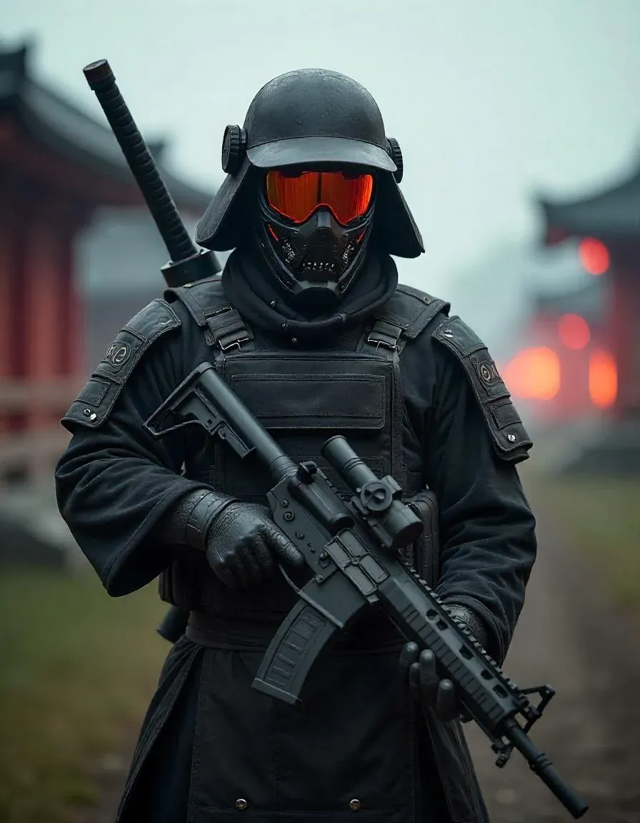Samurai warrior illustration symbolising the Japanese origins of airsoft