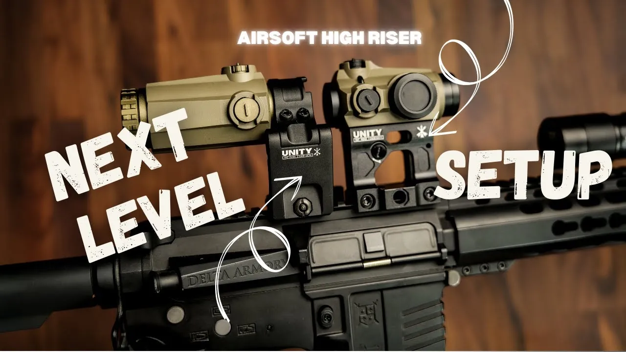Vector Optics Maverick red dot and magnifier on Unity-style FAST riser mounts